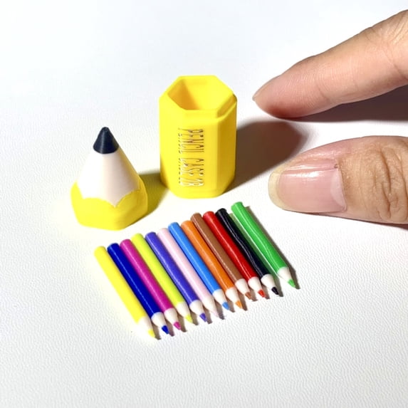 Mini Colored Pencil Set, Realistic Tiny Pencils with Mini Storage Case, Cute Dollhouse Accessories, DIY Miniature Scenes Crafting