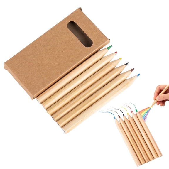 Mini Colored Pencils Bulk, 6 Color Pre-Sharpened Colored Pencils in Kraft Box, 3.5 in Short Coloring Pencils for Party Favors Supplies Kids Drawing Set