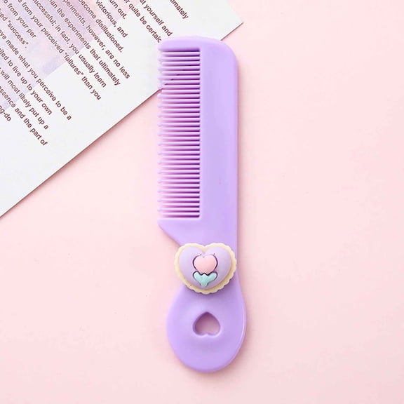 Mini Comb for Kids with Soft Circular Bristles, Heart-Shaped Handle for Easy Hang, Portable Hair Styling Tool for Sensitive Scalp