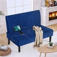 thumbnail image 1 of Mini Comfy Couch Armless Loveseat Sofa with USB Port, Navy Blue - Compact Sofa for Small Spaces, Living Room, Office, 1 of 10