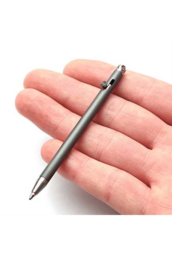 Mini Compact Bolt Pen Portable Keychain Pen Portable Travel Metal Ballpoint Pen Signing for Guests Gray Titanium,1 x Pure Titanium Mini Pen,Gray Titanium