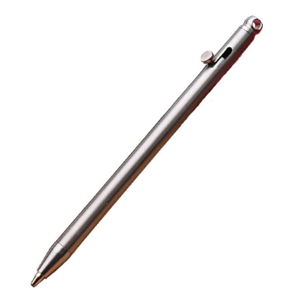 Mini Compact Bolt Pen Portable Keychain Pen Portable Travel Metal Ballpoint Pen Signing for Guests Gray Titanium