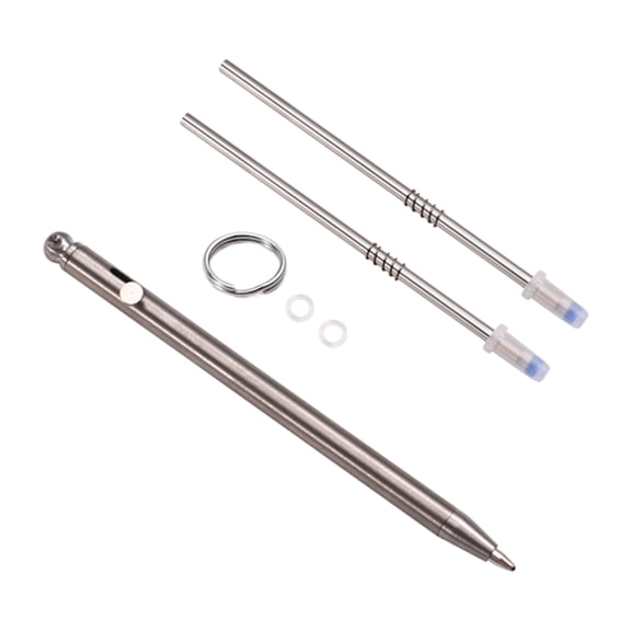 Mini Compact Bolt Pen Portable Keychain Pen Portable Travel Metal Ballpoint Pen Signing for Guests Titanium Color