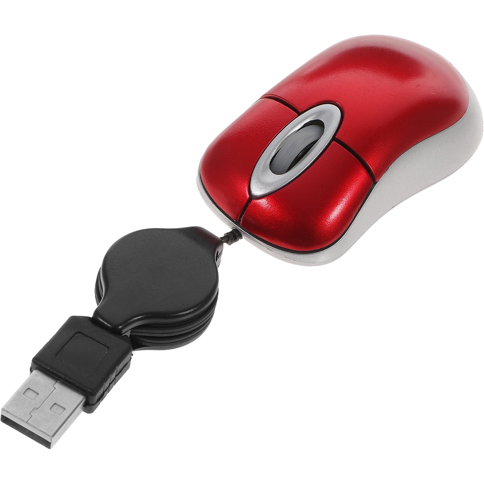 Mini Compact Travel Optical Mouse Retractable Cord Plug and Play for