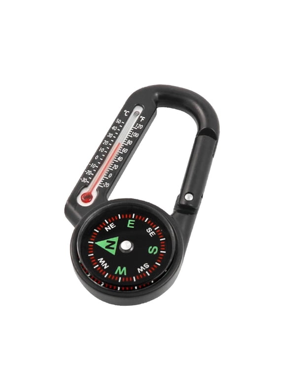 Mini Compasses Carabiner, Multifunction Thermometers Keyring Keychains for Hiking Camping Climbing Hunting Travelling