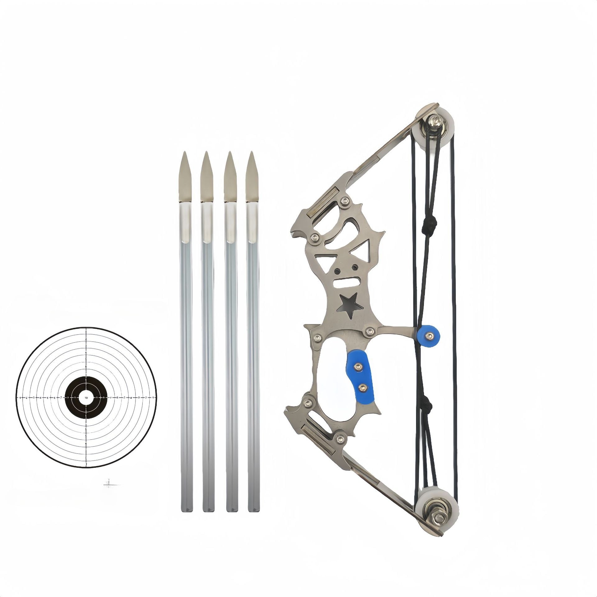 Mini Compound Bow Stainless Steel Includes 4/12 Arrows and Target Paper
