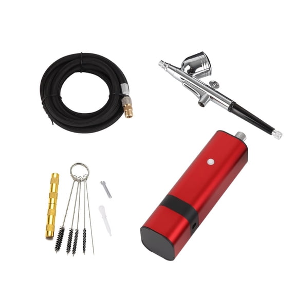 Mini Compressor Set Red Machine with Gravity Type Spray Gun for Art Model Body Paint Artist Makeup Nail Tattoos Cake Tools ,Advanced technology