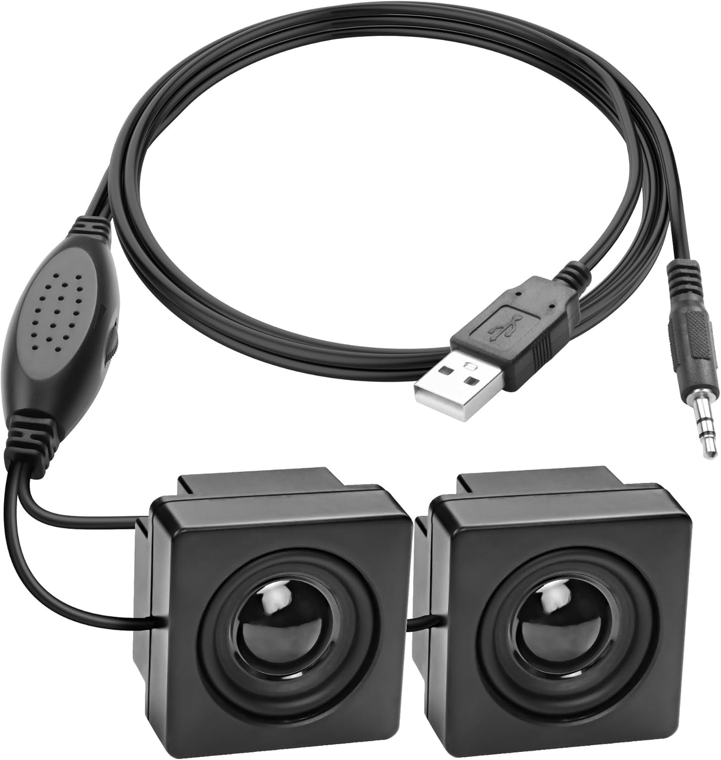 Mini Computer Speakers With Volume Control Mini Computer Speaker for Desktop PC 3.5mm TRS Input with Volume