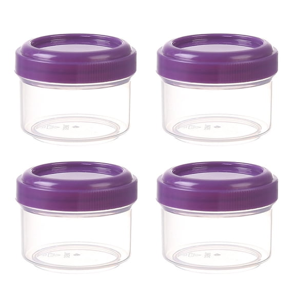 Mini Condiment Cups with Lids - Leakproof Reusable Containers for Salad Dressing, Sauces, Snacks & Spices - Dishwasher Safe Small Food Storage for Lunch (Purple 4Pcs)