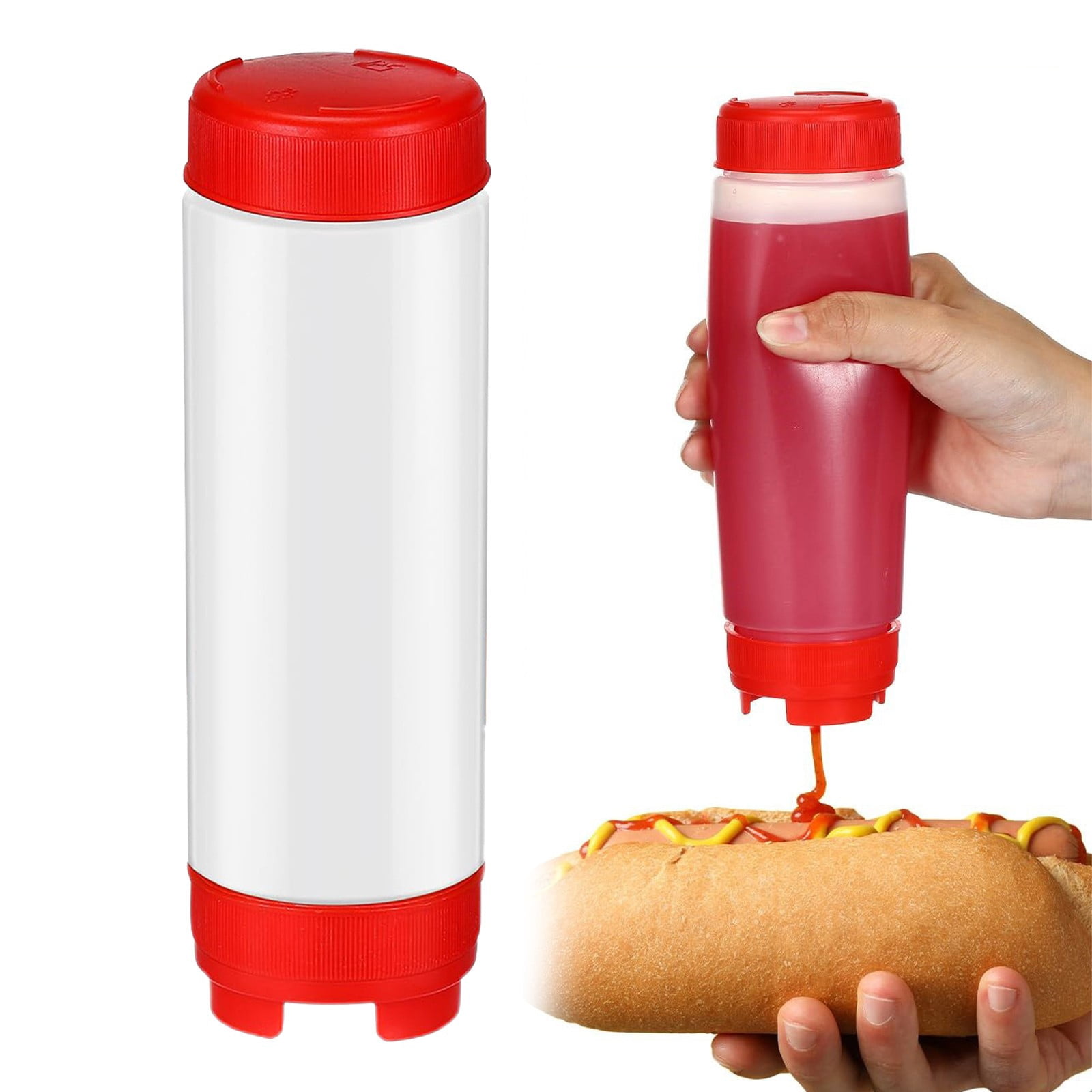 8 Oz Condiment Squeeze Bottles - Pack Of 15, BPA Free, Leak Proof With Red Caps, For Kitchen & Crafts