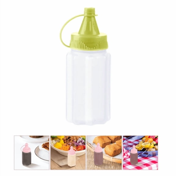 Mini Condiment Squeeze Bottles for Lunch Accessories, Mini Ketchup Bottle for Lunch Box, Leakproof Salad Dressing Container to go with Lid,1oz Green 1pcs