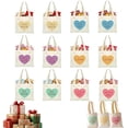 thumbnail image 1 of Mini Conversation Heart Canvas Bags - 6/12 Pack Reusable Valentine Gift Totes, Cute Heart Pattern Small Gift Bags for Women, Party Favors, Eco-Friendly, 1 of 8