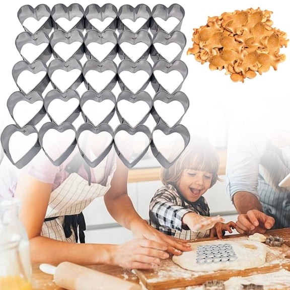 Mini Cookie Cutter, 25-Cavity Cookie Mold for Valentine's Day Mother's Day Baking, Fondant Clay Cracker Mold for Cookies Cupcakes Craft, Dishwasher Safe, Baking Supplies