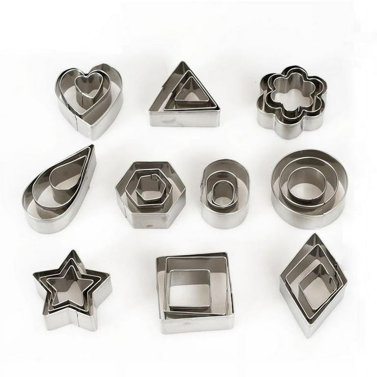 Metal Cookie Cutter Set - Heart Star Round Flower Shape Cookie Cutters  Stainless Steel Biscuit Cutter Heart Small Square Cookie Cutters Mini Oval