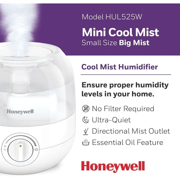 Mini Cool Mist Humidifier, White, HUL525W