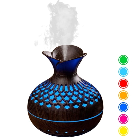 Mini Cool Mist Humidifier for Bedroom, 300ML USB Humidifier with Night Light, Flower Vase Shape Portable Humidifier for Room Office Desk,Dark