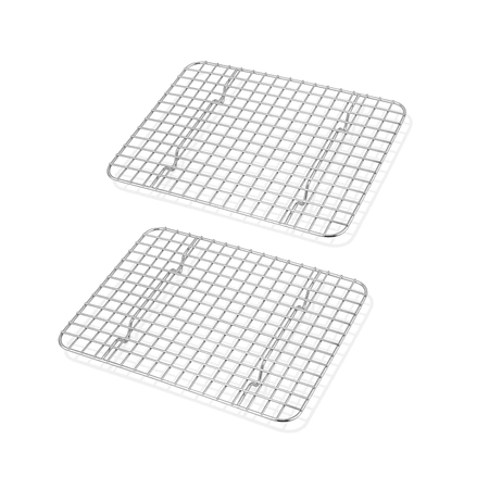 Mini Cooling Rack Set of 2, Stainless Steel 8.75’’ x 6.25’’ Toaster Oven Grid Rack for Baking Roasting Broiling Grilling, Bakeable Rack for Cookies, Non-Toxic & Durable, Dishwasher Safe