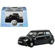 Mini Cooper S RHD Right Hand Drive Midnight Black with Silver Stripes 1/148 N Scale Diecast Model Car by Oxford Diecast