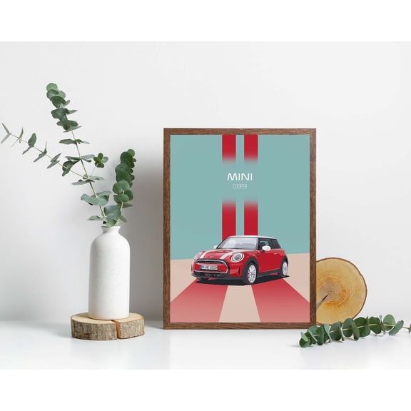 Mini Cooper Wall Art, Automotive Car Poster