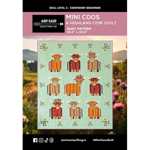 Mini Coos A Highland Cow Quilt Pattern by Art East Quilting Co