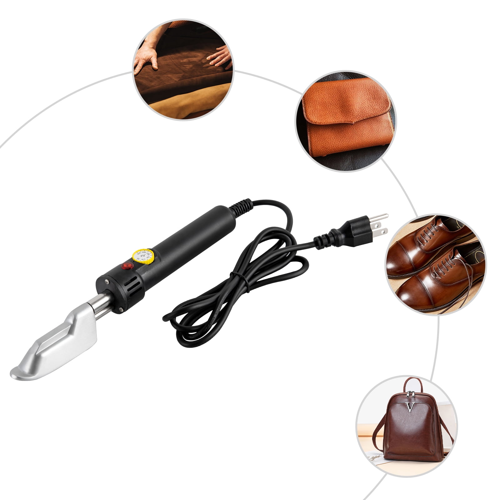 Mini Corded Electric Iron for Leather & Fabric 120W Wrinkle Remover 50-350°C for Clothes, Shoes, Bags