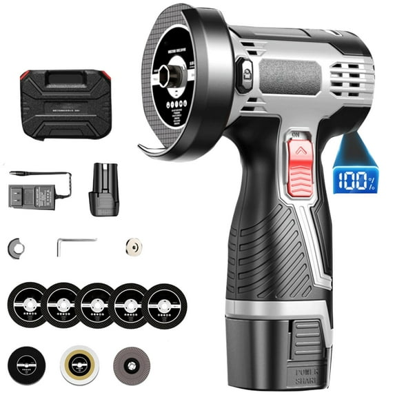 Mini Cordless Angle Grinder 12V Kit Handheld Multifunctional Grinder Tool with Cutting Disc for Metal, Wood, Stone Compact Polisher & Cutter for DIY & Home Use
