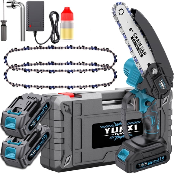 Mini Cordless Chainsaw, 21V Rechargeable Battery, Handheld Saw with Lithium-Ion Battery, Comes with a Tool Box for Tree Trimmingthe Perfect Gardening Tool for Men