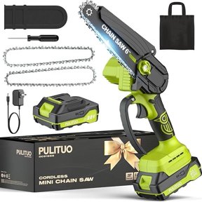 YAHHU 6 Inch Mini Cordless Chainsaw, Handheld Electric Chain Saw with 2 ...