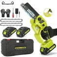 Mini Cordless Chainsaw, UNTIMATY 6" Brushless Chainsaw with 2 Battery