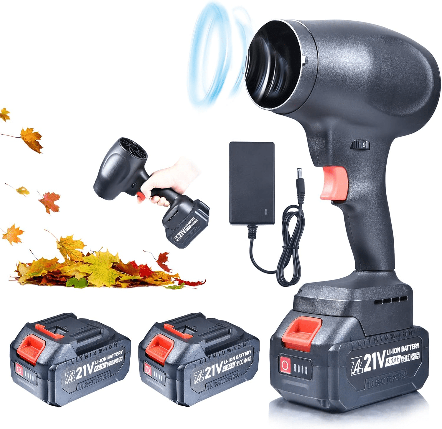 Mini Cordless Dry Blower Small Leaf Blower Turbo Blades，130000RPM with 2 Battery，for Blowing dust Leaves Keyboards mainframes car Indoor Outdoor Lightweight