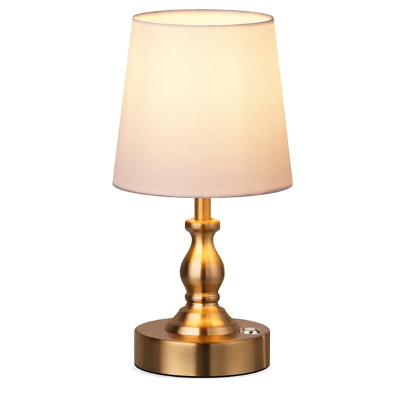 Mini Cordless LED Table Lamp, 5200mAh Rechargeable Battery Operated Lamp, 3-Level Brightness, Touch Dimmable Desk Lamp, Bedside Night Light for Patio Camping Restaurant Home, Antique Brass