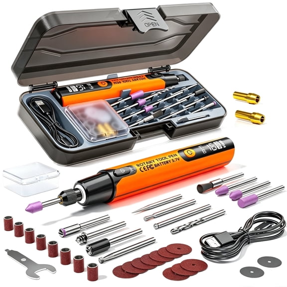 Mini Cordless Rotary Tool, 6-Speed Rotary Tool Kit with 50 Accessories, Multi-Purpose and USB Charging Power Rotary Tool for Engraving, Sanding, Polishing, Drilling, Etching, DIY Crafts,Orange