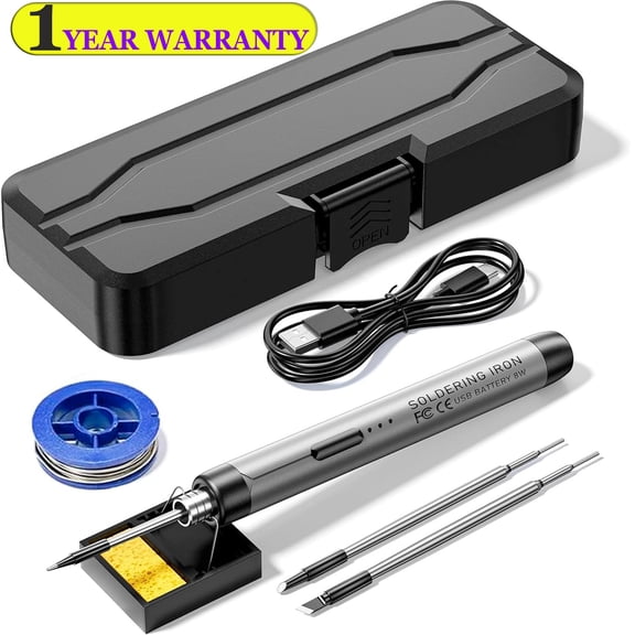 Mini Cordless Soldering Iron Kit , Portable Soldering Iron 3 Temperature Adjustment Soldering Iron Tool Kit USB Rechargeable 8-10W for DIY Electronic Equipment Soldering Projects