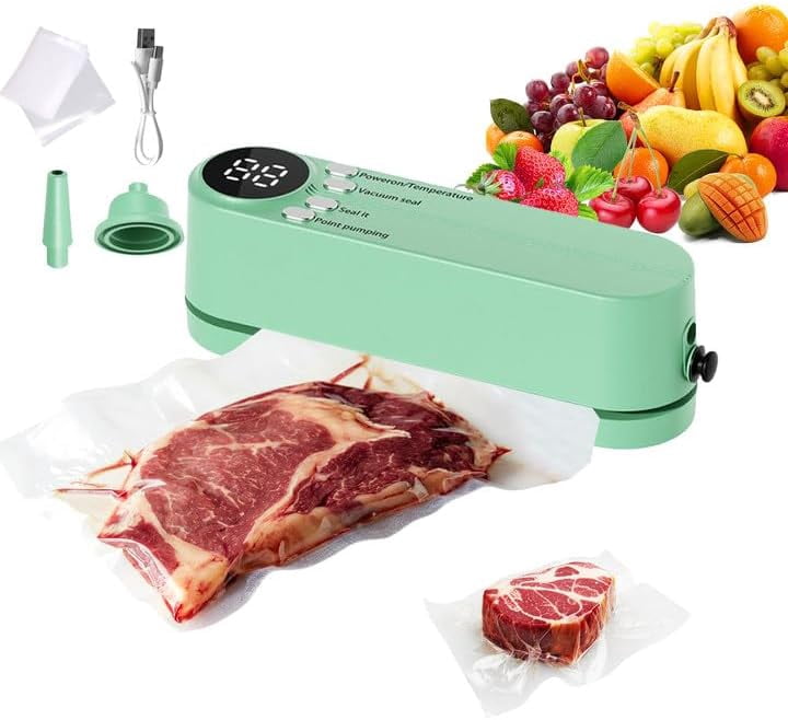 Mini Cordless Vacuum Sealer, 3 In 1 Rechargeable Wireless Handheld Vacuum Sealer, Cordless Portable Package Resealer, Wireless Handheld Vacuumsealer, For Candies Snacks Food Storage (Green)