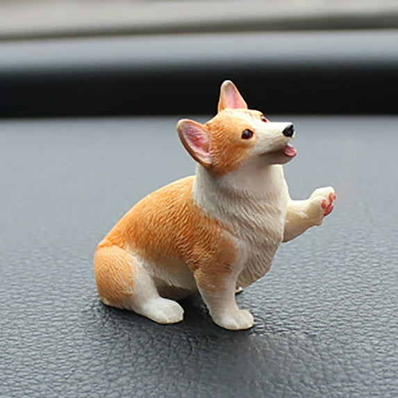 Mini Corgi Puppy Car & Home Decoration - Cute Resin Corgi Model for Office and Living Room Indoor Decor, Adorable Welsh Corgi Collectible for Dog Lovers, Perfect Gift Idea