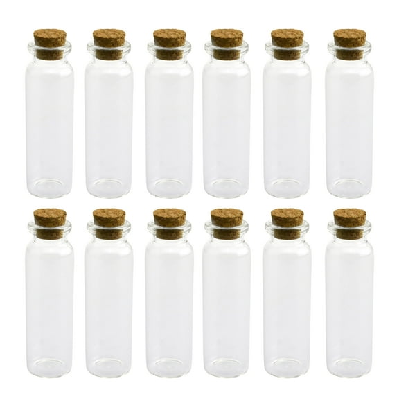 Mini Corked Glass Tube Vial Bottles, 12-count, 3-inch
