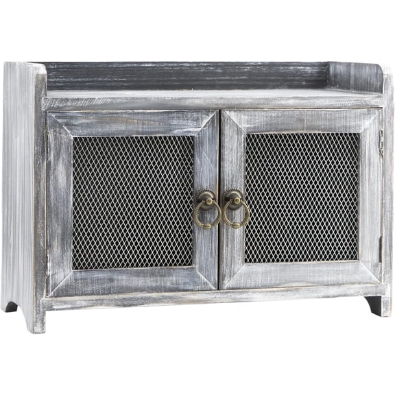 Mini Countertop Storage Cabinet with Magnetic Door 14.5 x 6.5 x 10 Inches Gray
