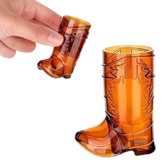 Mini Cowboy Boot Shot Glasses Plastic Western Cowboy Beer Mug Reusable Mini Cup For Birthday Cowboy Theme Party(Brown-6.5X3.2Cm)