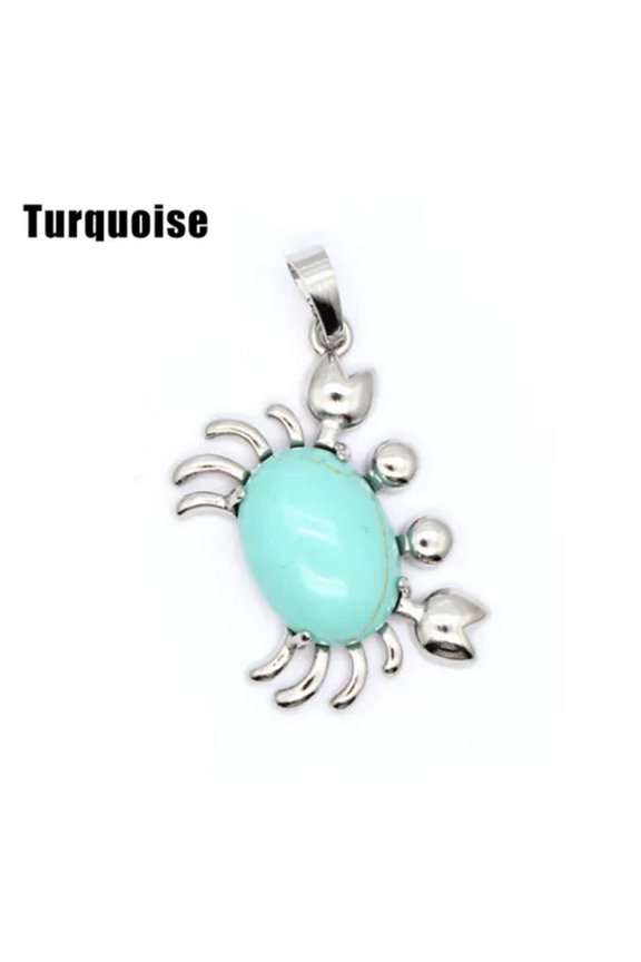 Mini Crab Chakra Crystal Pendant Stone Quartz for Necklace Jewelry Healing Gift