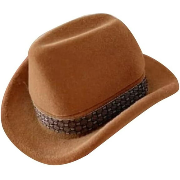 Mini Creative Cowboy Hat Shaped Rings Box Velvet Brown Jewelry Display Storage Case Rings Box For Proposal Wedding Surprise Gadget