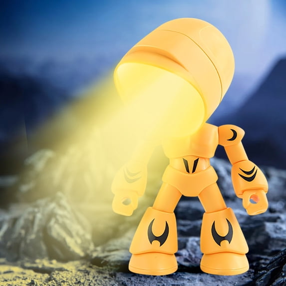 Mini Creative Robot Table Night Light, Magnetic Suction Fully Posable Cordless LED Lamp for Bedroom, Best Birthday Gift for Family & Valentine's Day Gift for Boyfriend (Includes 7 spare batteries)