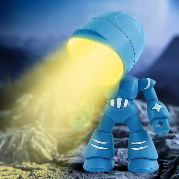 Mini Creative Robot Table Night Light, Magnetic Suction Fully Posable Cordless LED Lamp for Bedroom, Best Birthday Gift for Family & Valentine's Day Gift for Boyfriend (Includes 6 spare batteries)