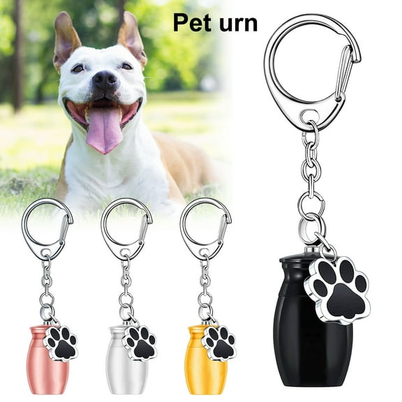 Mini Cremation Urn Keychain with Dog Paw Pendant Waterproof Urn Holder Keepsake Memorial Animal Cat Dog Bird Urn Keychain
