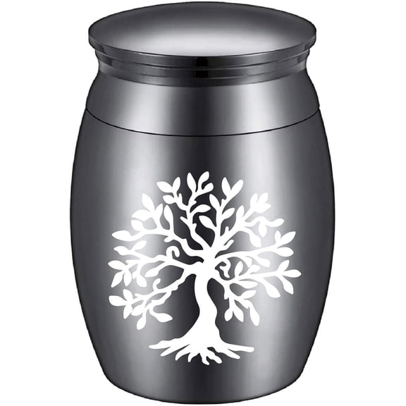 Mini Cremation Urns Small Keepsake Urn Ashes Alloy Kit Metal Sharing Funeral Urn Miniature Burial Funeral Container for Female Family Friends Pets Tree of Life 1.6 x 1.2Inch(Black) DIY