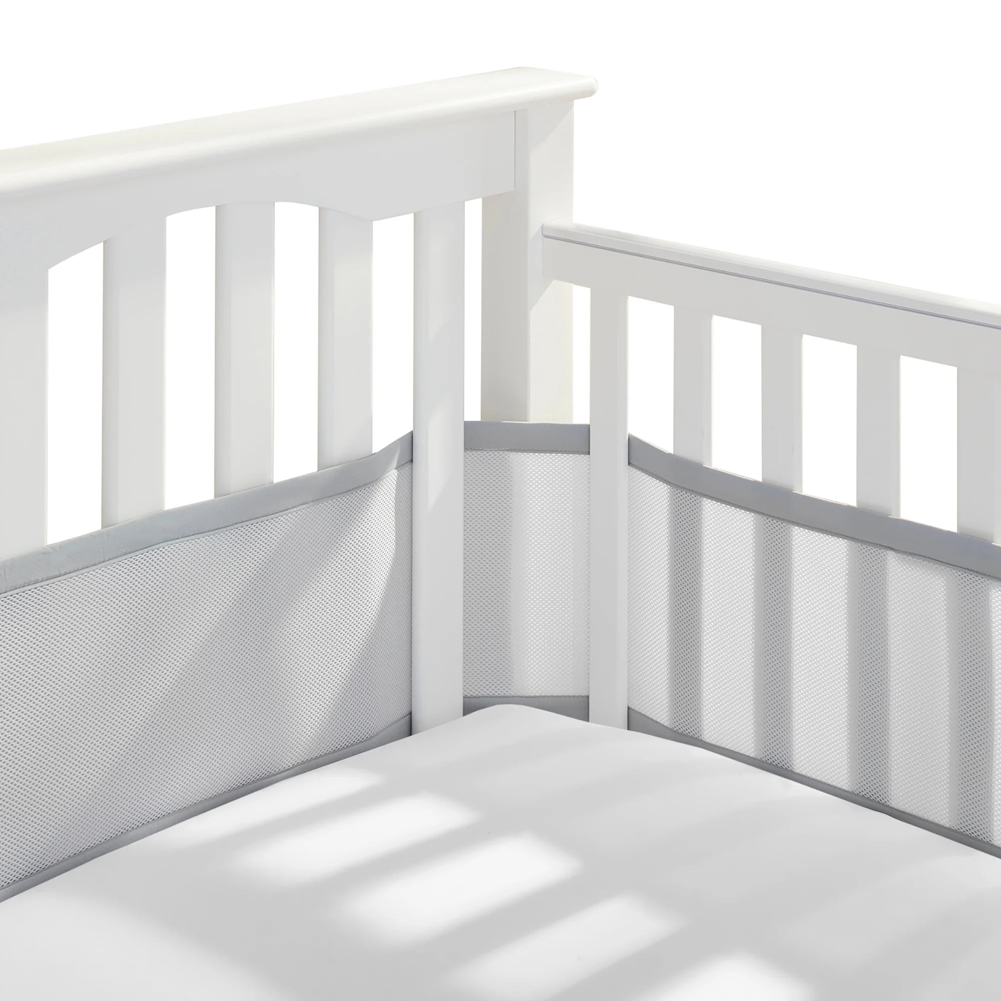 HALO Breathable Mesh Mini Crib Liner, Airflow Design Crib Bumper, 100% Polyester, Gray, 11" x 127"