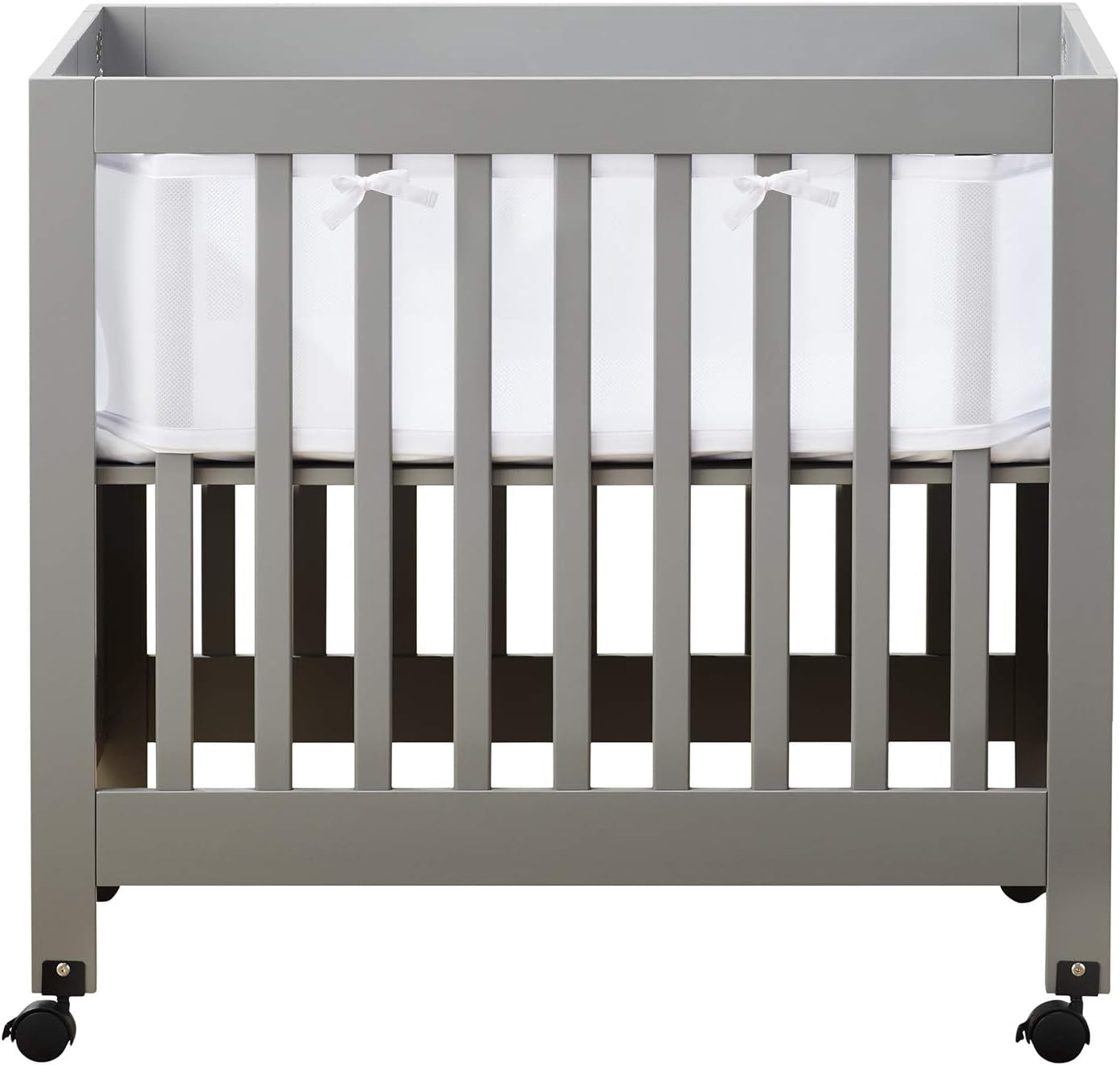HALO Breathable Mesh Mini Crib Liner, Airflow Design Crib Bumper, 100% Polyester, White, 11" x 127"