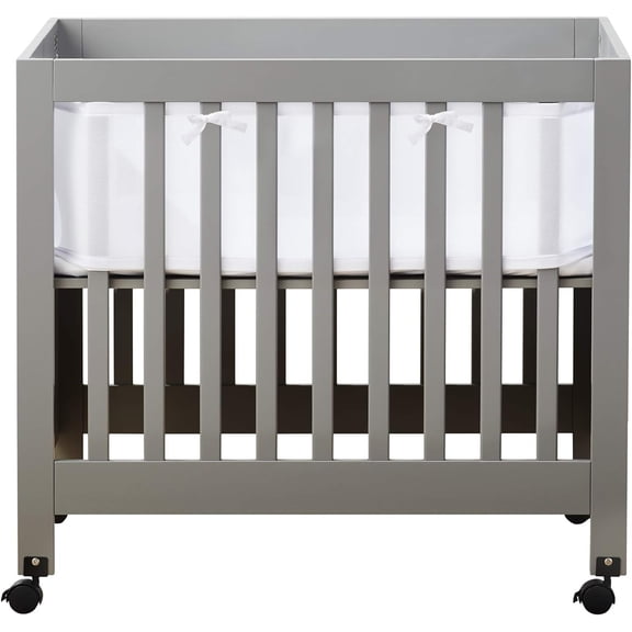 HALO Breathable Mesh Mini Crib Liner, Airflow Design Crib Bumper, 100% Polyester, White, 11" x 127"