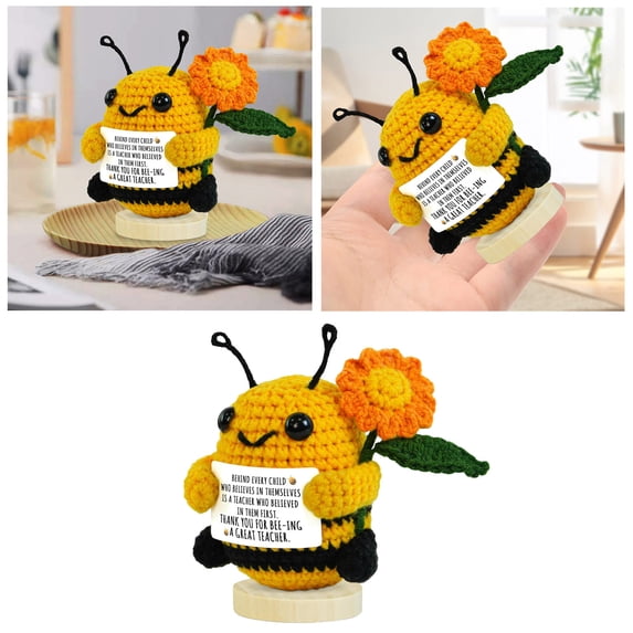 Mini Crochet Animal Plush, Handmade Amigurumi Keychain with Gift Card Holder & Display Stand, Small Teacher Appreciation Thank You Gift Easter Graduation