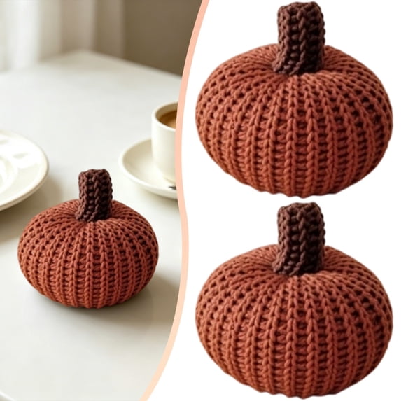 Mini Crochet Pumpkins – Fall Decorations for Home, Rustic Farmhouse Pumpkin Decor, Thanksgiving Centerpiece, Halloween Mantel Display