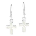 thumbnail image 1 of Mini Cross Inlaid White Mother of Pearl Sterling Silver Dangle Earrings, 1 of 8
